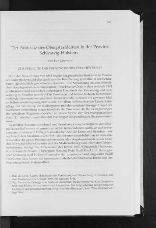 Der Amtssitz des Oberpräsidenten in der Provinz Schleswig-Holstein