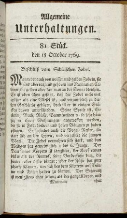 81 Stück. d. 18. October 1769.