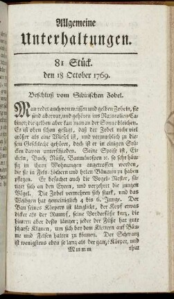 81 Stück. d. 18. October 1769.