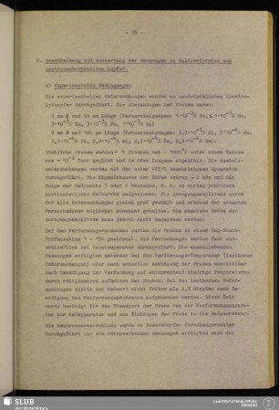 V. Beschreibung und Auswertung der Messungen an kaltverformtem und neutronenbestrahltem Kupfer