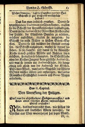 Das II. Capitel. Von Anruffung der Heiligen.