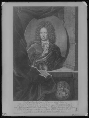 Bildnis des Physikers und Mitentdeckers des Porzellans Ehrenfried Walther von Tschirnhaus : Martin Bernigeroth (1670-1733). Bildnis des Physikers und Mitentdeckers des Porzellans Ehrenfried Walther von Tschirnhaus. Verwalter: Kupferstich-Kabinett Dresden