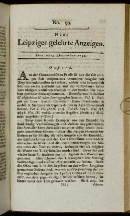 No. 99. Den 10ten December 1790.
