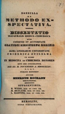 Nonnulla de methodo exspectativa : Diss. inaug. med. chir.