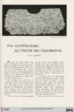 Das Kunstgewerbe als Faktor der Volksbildung