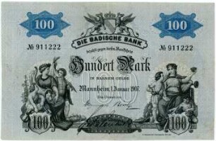 Geldschein, 100 Mark, 1.1.1907
