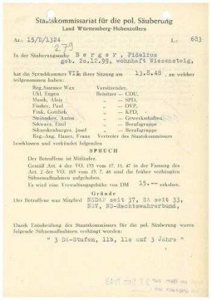 Berger, Fidelius