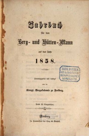 Jahrbuch für den Berg- und Hüttenmann, 1858
