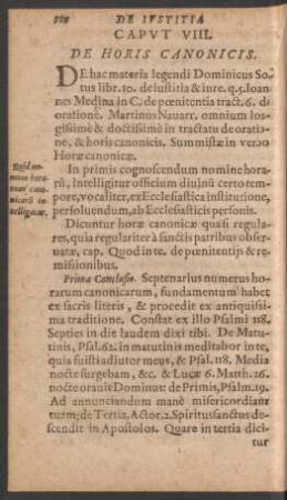 Caput VIII. De Horis Canonicis.