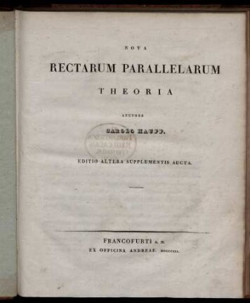 Nova rectarum parallelarum theoria