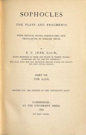 Sophocles, the plays and fragments, 7. The Ajax