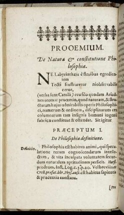 Prooemium. De Natura & constitutione Philosophiæ.