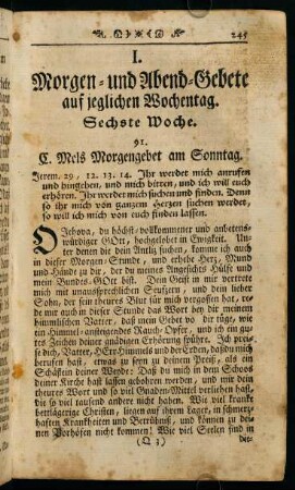 245-284, I. Morgen- und Abend- Gebete auf jeglichen Wochentag. Sechste Woche
