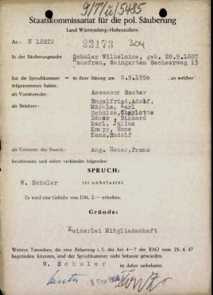 Schuler, Wilhelmine