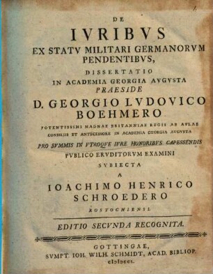 De iuribus ex statu militari Germanorum pendentibus dissertatio