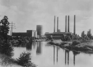 Großkraftwerk Trattendorf, 100000-Volt-Haus und Kühlturm (Elektrowerke AG) : Technikgeschichte | Elektrotechnik | Erzeugung elektrischer Energien | Die mitteldeutsche Fernstromversorgung der Elektrowerke AG