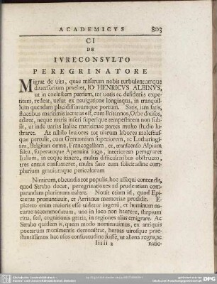 CI De Iureconsulto Peregrinatore