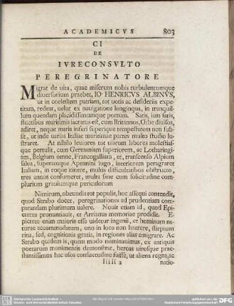 CI De Iureconsulto Peregrinatore