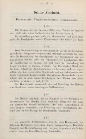 Dritter Abschnitt. Beamtenrath. Vergleichsausschuss. Commissionen.