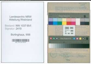 Entnazifizierung Willi Borlinghaus , geb. 25.02.1899 ()