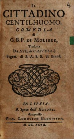 Il cittadino gentilhuomo : Comedia