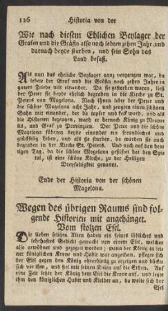 Wie nach diesem Ehlichen Beylager der Grafen und die Gräfin also ... beyde starben, und sein Sohn das Land besaß.