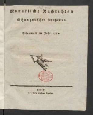 1789: Monatliche Nachrichten Schweizerischer Neuheiten