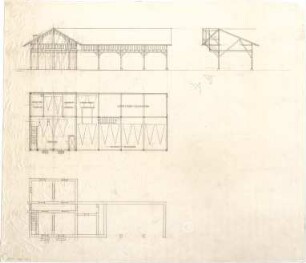 Littmann, Max; Bocksberg; Hofgut, Geländeaufnahmen, Wasserversorgung,Transformatorenhaus, Erweiterungsbauten u.Umbauten - Grundrisse, Ansicht, Schnitt