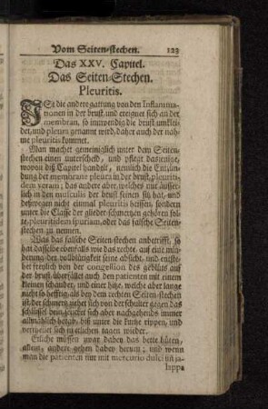 Das XXV. Capitel. Das Seiten-Stechen. Pleuritis.