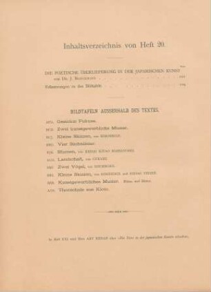 Inhaltsverzeichnis von Heft 20