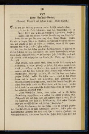 XXX. Ueber Vorschuß-Vereine