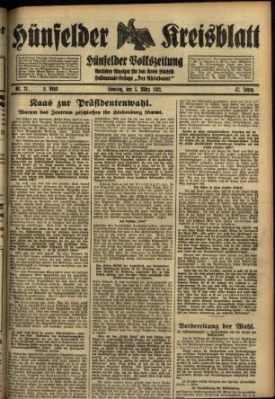 Zweite Ausgabe vom Samstag, den 05. März 1932.