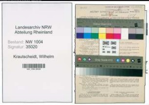 Entnazifizierung Wilhelm Krautscheidt , geb. 22.02.1889 (Bergmann)