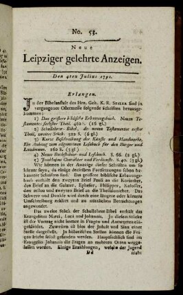 No. 53. Den 4ten Julius 1791.