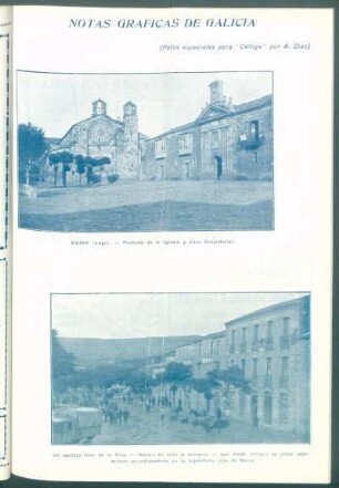 Meira (Lugo). - [Vista de la] Fachada de la Iglesia y Casa Consistorial.