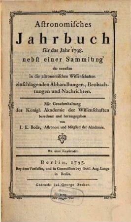 Astronomisches Jahrbuch. 1798 (1795)