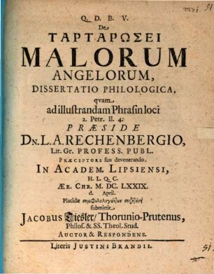 De tartarōsei malorum angelorum dissertatio