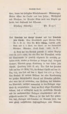 511-513 [Rezension] Schegg, Peter, Das Todesjahr des Königs Herodes und das Todesjahr Jesu Christi