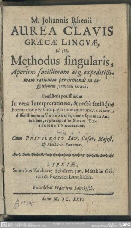 Aurea clavis graecae linguae