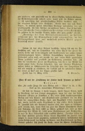 Was ist von der Ernährung der Kinder durch Ammen zu halten? : Referat