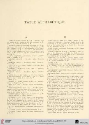 Table alphabétique