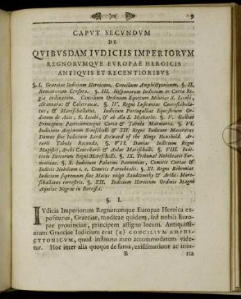 Caput Secundum De Quibusdam Judiciis Imperiorum Regnorumque Europae Heroicis Antiquis Et Recentioribus