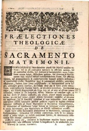 Praelectiones Theologicae, De Sacramento Matrimonii