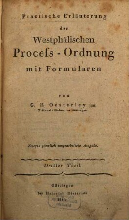 Praktische Erläuterung der Westphälischen Proceß-Ordnung mit Formularen, 3
