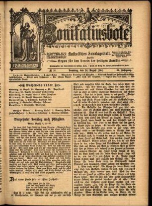 Erste Ausgabe vom Sonntag, den 28. August 1904.