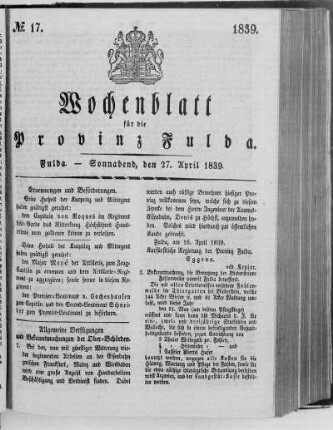 No. 17, Ausgabe vom 27. April 1839