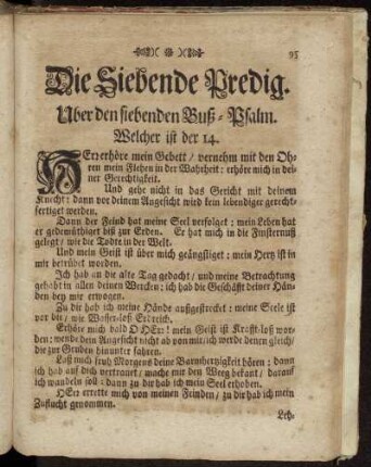 Die Siebende Predig. Uber den siebenden Buß-Psalm. Welcher ist der 14.