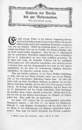 Dahlem bei Berlin bis zur Reformation