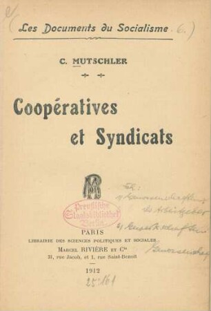 Coopératives et syndicats