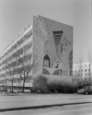 Halle, Wohnblock mit Wandbild : Wohnkomplex III. Wohnblockzeile mit Wandbild (1993)